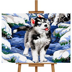 Набор для рисования "Картина по номерам 30х20 см. Хаски на прогулке"