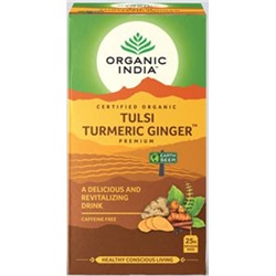 Organic India Tulsi Ginger Turmeric Tea / Органик Индия Чай Тулси, Имбирь, Куркума 25 Чайные пакетики