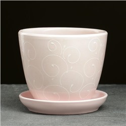 Горшок для цветов «Жемчуг», 1 л, d=15 см, h=13 см, керамический, с поддоном, бежевый