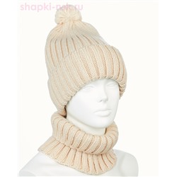 001223 F 1A Питео B Комплект женский флис (колпак+снуд) (56-58)