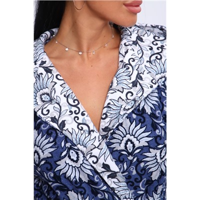 Халат 209 синий+цветы