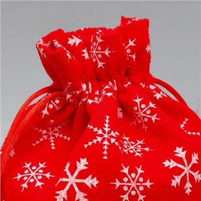 Мешочек подарочный новогодний холща «Парад снежинок», 16×24 см ± 1.5 см