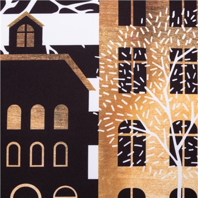 Комплект штор для кухни с подхватами «Этель. Золотой город, 2 шт., белые, чёрные, 145×180 см