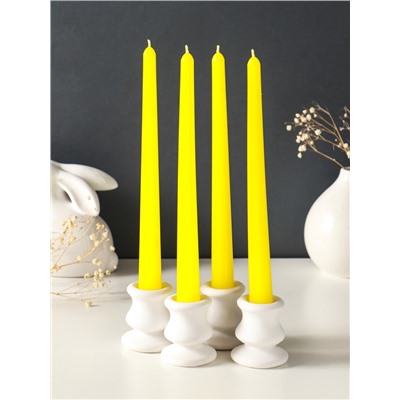 Набор свечей античных, 2.3×24.5 см, 5 ч, 55 г, 4 шт., жёлтый