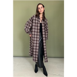 Рубашка удлиненная  AUTUMN046/04/Бордовый, белый