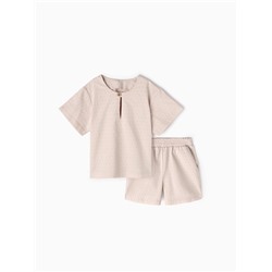 Комплект детский (футболка, шорты) MINAKU, бежевый, рост 86-92 см