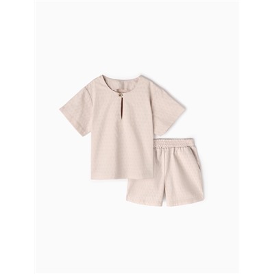 Комплект детский (футболка, шорты) MINAKU, бежевый, рост 86-92 см