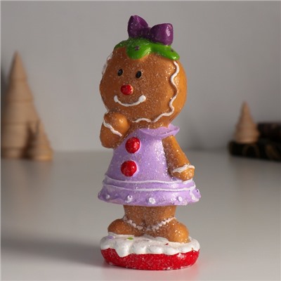 Фигурка полистоун «Пряничка в сиреневом платье, с бантиком», 5.5×6.5×15 см