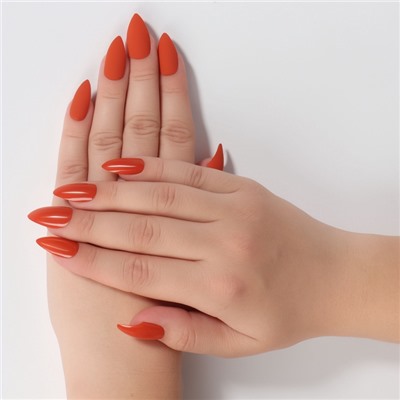 Накладные ногти, 24 шт., с клеевыми пластинами, форма миндаль, красные