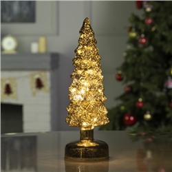 Светодиодная фигура «Золотистая ёлка» 9×29×9 см, стекло, батарейки АААх3 (не в комплекте), свечение тёплое белое