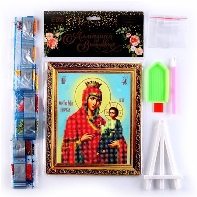 Алмазная вышивка с частичным заполнением «Богородица» 21×25 см, холст, ёмкость