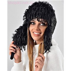 Букле пайетка страус Ушанка флис (56-58)