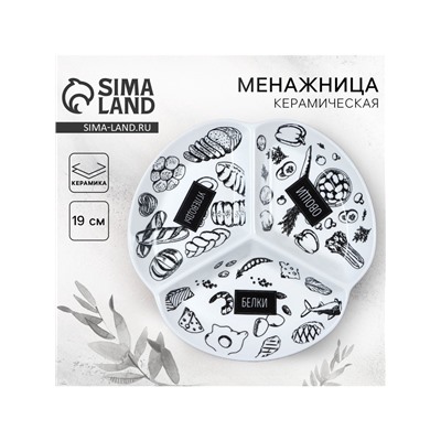 УЦЕНКА Тарелка для правильного питания гарвардская «ПП», 19 см