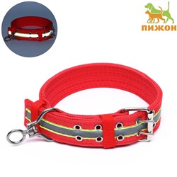 Ошейник четырехслойный светоотражающий с вертлюгом, 65×4 см, красный