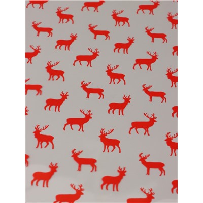 Пленка новогодняя глянцевая «Северные олени», прозрачная, красный, 0.7×7.5 м, 40 мкм, 200 г