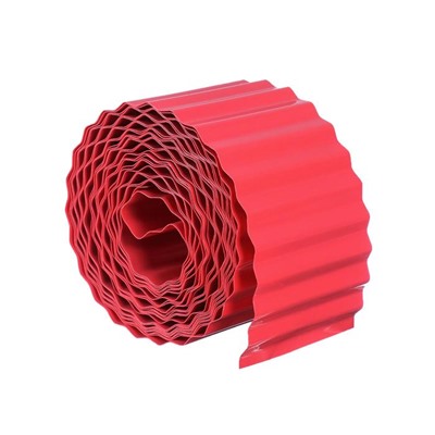 Лента бордюрная, 10 см×9 м, толщина 0.6 мм, пластиковая, гофра, красная, Greengo