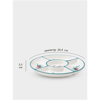 Менажница новогодняя Доляна «Зимний вечер», 5 секций, 25.5×3.1 см, доломит, белая