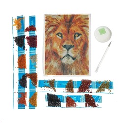 Алмазная мозаика с полным заполнением на холсте «Лев», 15×21 см