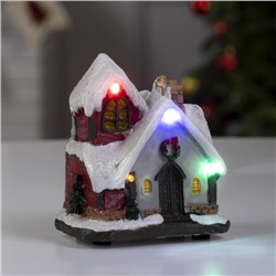Светодиодная фигура «Заснеженный дом» 9×10×6 см, полистоун, батарейки АААх3 (не в комплекте), свечение мульти
