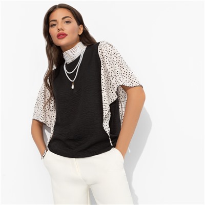 Блуза с дизайнерскими рукавами, Значение моды (черная)