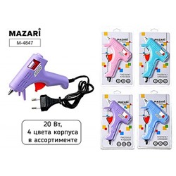 Клеевой пистолет мощность - 20 Вт. диаметр 7мм, 4 цв.в асс. M-4847 Mazari
