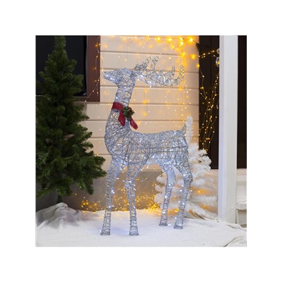 Светодиодная фигура «Олень серебристый» 70×120×30 см, металл, 220 В, свечение белое