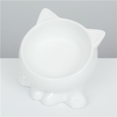 Миска керамическая «Киса» на подставке-лапках 200 мл 13×12×8 см, белая
