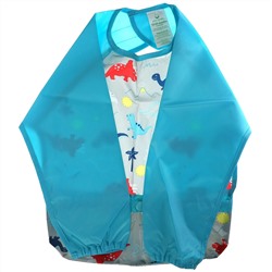 Green Sprouts, Snap & Go Easy Wear Long Sleeve Bib, Aqua Diasour