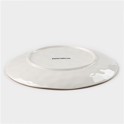 Тарелка Доляна «Космос», d=21.2 см, фарфор, белая, зелёная