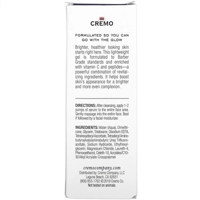 Cremo, Defender Series, Brightening Serum, With Vitamin C and Peptides, 1.5 fl oz (44 ml)