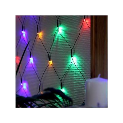 Гирлянда «Сеть» 2×2 м, IP20, тёмная нить, 224 LED, 8 режимов, 220 В, свечение мульти