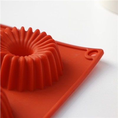 Форма для выпечки Доляна «Кекс», силикон, 29×17×2 см, 8 ячеек (5.8×2 см), цвет коричневый