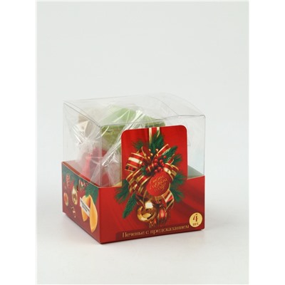 Печенье с предсказанием цветное в подарочной коробке «С новым годом», 4 шт.