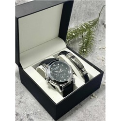 Подарочный набор для мужчины часы и браслет + коробка #22862673