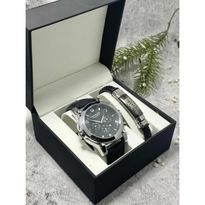 Подарочный набор для мужчины часы и браслет + коробка #22862673