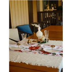 Дорожка на стол «Доляна. Новогодние цветы», белая, 35×180 см