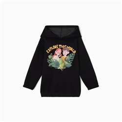 Толстовка (худи) детская MINAKU: Exclusive print, чёрная, Oversize, рост 104 см