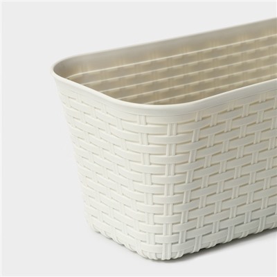 Ящик для цветов балконный «Ротанг», 38.5 см, белый