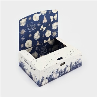 Коробка подарочная новогодняя складная двухсторонняя «Синяя сказка», 16.5×12×5 см