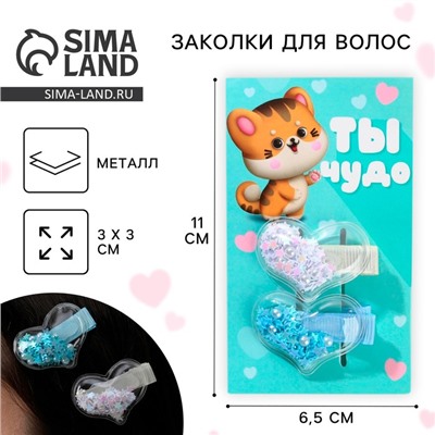 Заколки для волос «Моему котенку», шейкер, 2 шт.