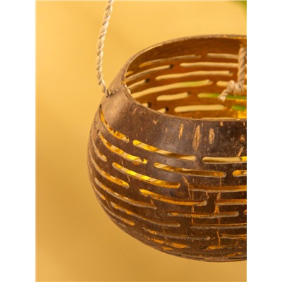 Подсвечник подвесной из кокоса, 8-12 см, коричневый