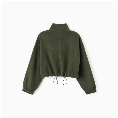 Толстовка флисовая для девочки MINAKU: Fleece Soft, зелёная, рост 164 см