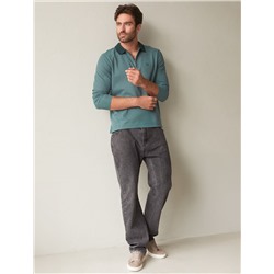 Лонгслив из мягкого фактурного трикотажа с плетеным воротником поло на молнии