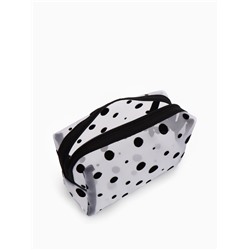 Косметичка женская DOT, с рисунком, сетка, на молнии, белая