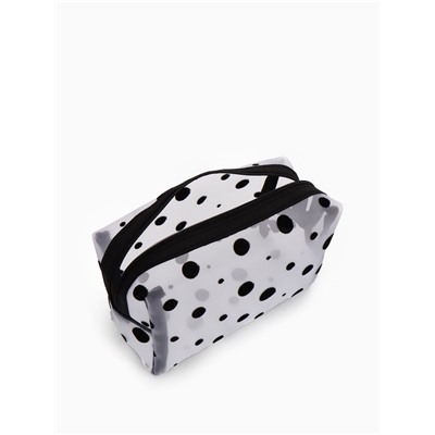 Косметичка женская DOT, с рисунком, сетка, на молнии, белая