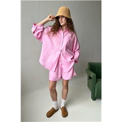 Костюм лён  SET019/27/Нежно-розовый