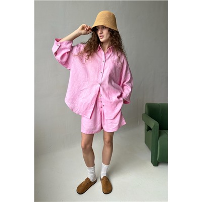 Костюм лён  SET019/27/Нежно-розовый