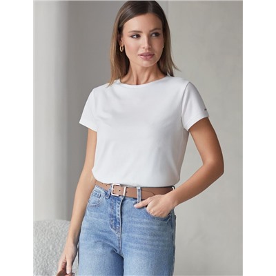 Базовая футболка полуприлегающая из премиального хлопка с эластаном