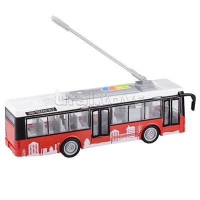 Троллейбус 1:16 (свет, звук) на батарейках, в коробке