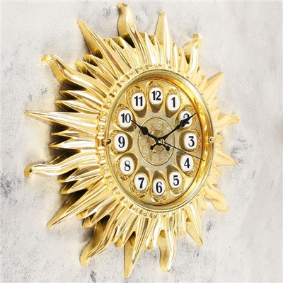Часы настенные, серия: Интерьер, «Карора», дискретный ход, 35×35 см, золотистые
